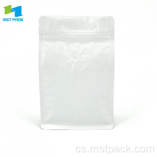 250 g matné bílé kávové tašky s ventilem